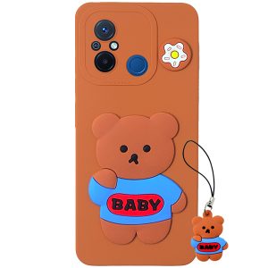 کاور پرشین کینگ مدل خرس آبی پوش مناسب برای گوشی موبایل شیائومی Redmi 12C / Poco C55 به همراه بندآویز